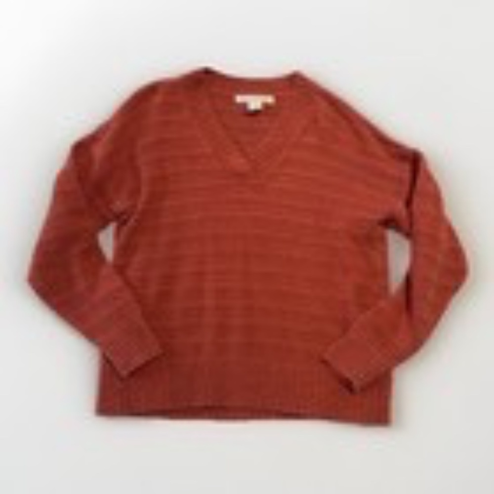 Women's Pullover V Neck Sweater Burnt Orange Size Xl